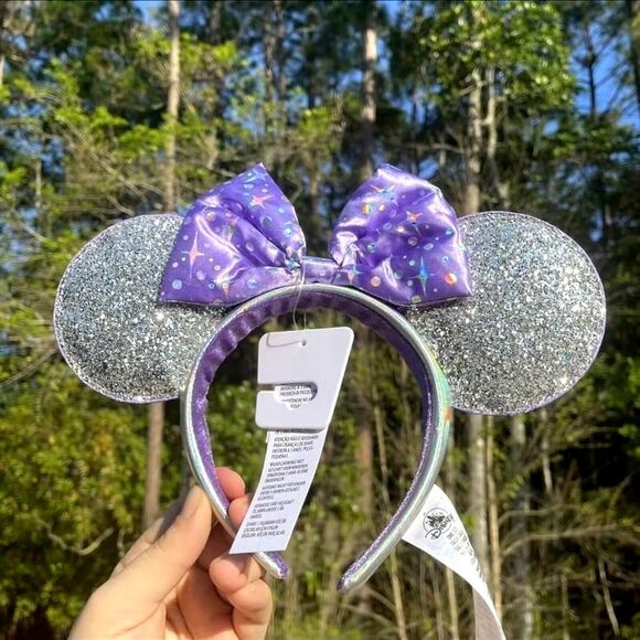 Disney Parks Minnie Mouse Ears Tomorrowland Silver Headband NWT
